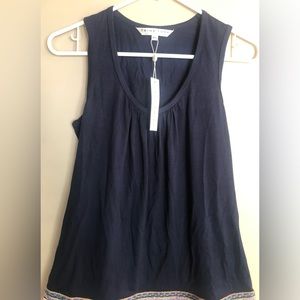 NWT TRINA TURK Blue Fringed sleeveless Top  Size XS